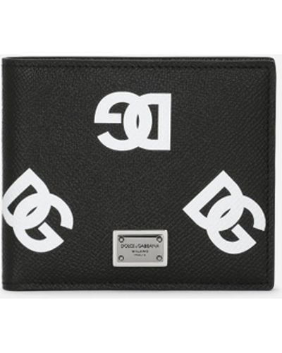 Dolce & Gabbana Portefeuille avec porte-monnaie en cuir de veau à imprimé DG all-over - Noir