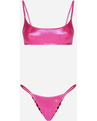 Dolce & Gabbana Laminated bralette bikini top - Pink