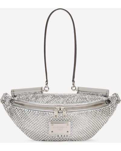 Dolce & Gabbana Small Down-padded 90es Sicily Belt Bag With Fusible Rhinestones And Branded Plate - Multicolour