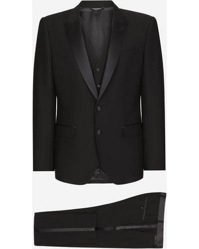 Dolce & Gabbana Wool and silk Martini-fit tuxedo suit - Noir