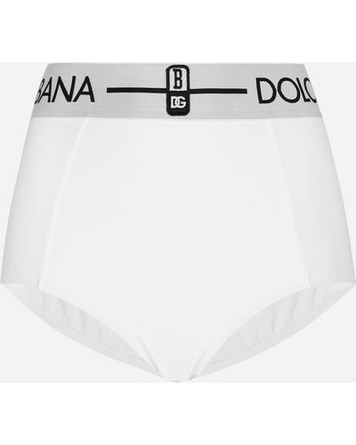 Dolce & Gabbana Culotte de punto con logotipo en la cintura elástica - Blanco