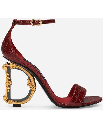 Dolce & Gabbana Sandalia DG Barocco con estampado de cocodrilo - Rojo