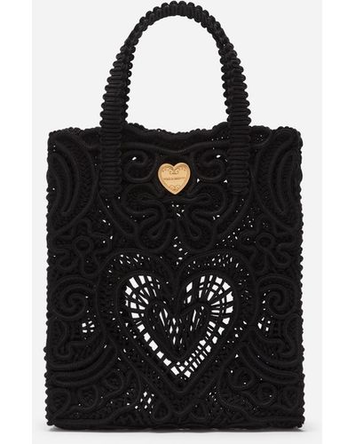 Dolce & Gabbana Small Cordonetto Lace Beatrice Bag - Black