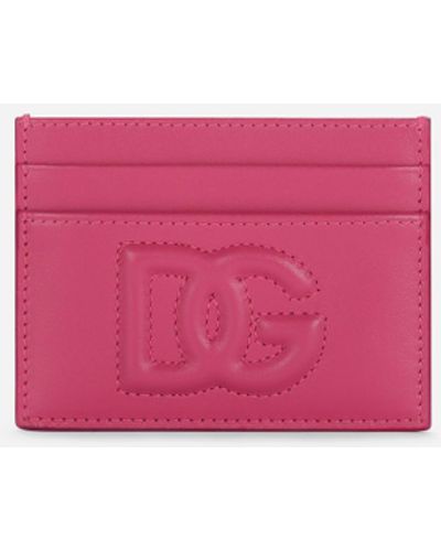 Dolce & Gabbana Kartenetui aus Kalbsleder mit DG-Logo - Pink