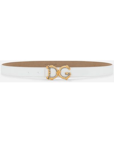 Dolce & Gabbana Calfskin belt with logo - Weiß