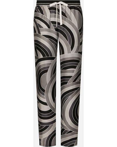 Dolce & Gabbana Pantalone pigiama in seta stampata - Grigio