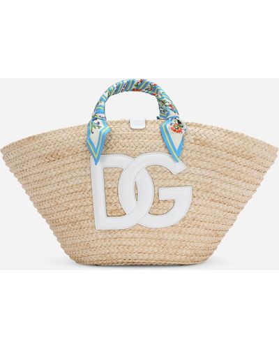 Dolce & Gabbana Straw Kendra Bag With Dg Logo - Multicolor