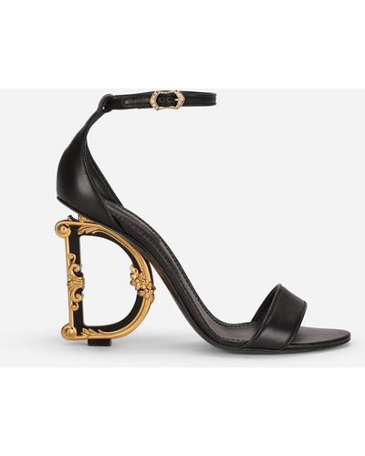 Dolce & Gabbana Nappa leather sandals with baroque DG detail - Schwarz