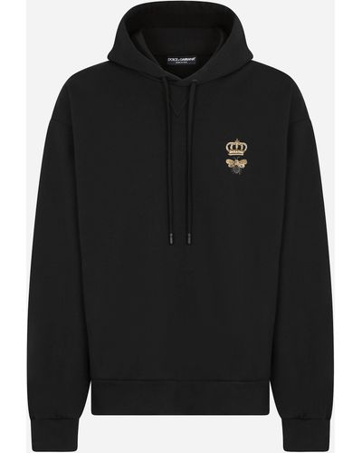 Dolce & Gabbana Jersey-Sweatshirt mit Kapuze und Stickerei - Schwarz