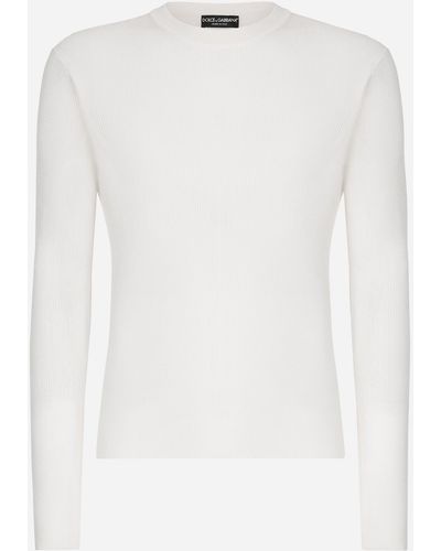 Dolce & Gabbana Pull ras de cou en soie - Blanc