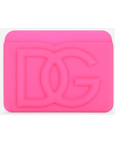 Dolce & Gabbana Kartenetui aus Gummi mit Relieflogo - Pink