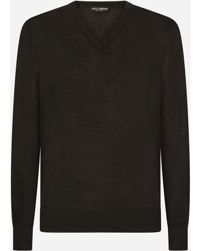 Dolce & Gabbana Maglia con scollo a V in cashmere - Nero