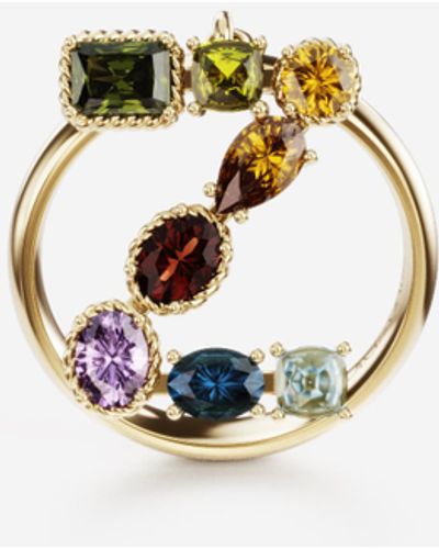 Dolce & Gabbana Rainbow alphabet Z ring in yellow gold with multicolor fine gems - Gelb