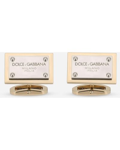 Dolce & Gabbana Manschettenknöpfe mit Dolce&Gabbana-Logoplakette - Weiß