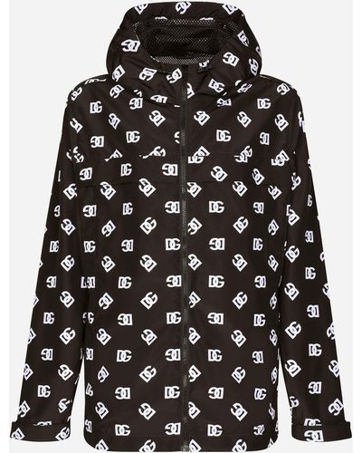 Dolce & Gabbana Dg Logo Hooded Windbreaker - Black