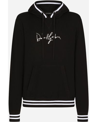 Dolce & Gabbana Wollpullover Mit Kapuze Und Stickerei - Schwarz