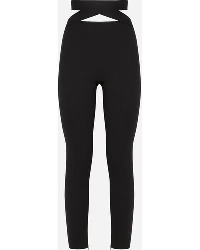 Dolce & Gabbana Viscose Trousers With Strap Detail - Black