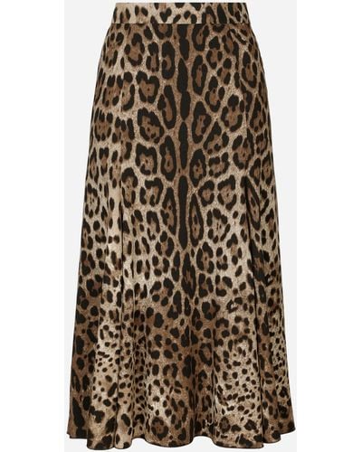 Dolce & Gabbana Leopard-print Cady Circle Skirt - Brown