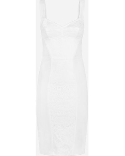 Dolce & Gabbana Vestido bustier midi con encaje - Blanco