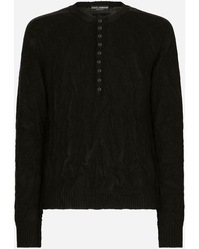 Dolce & Gabbana Serafino-shirt aus schurwolle - Schwarz