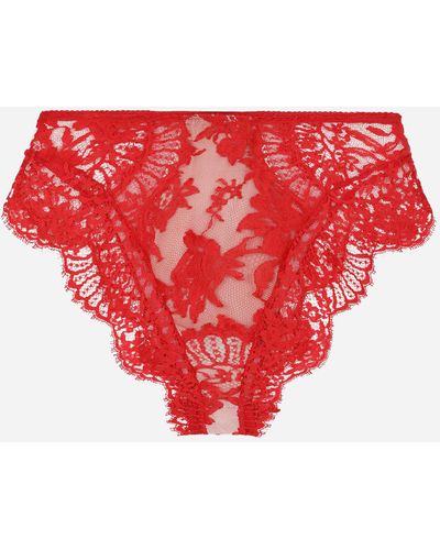 Dolce & Gabbana High-waisted lace briefs - Rouge