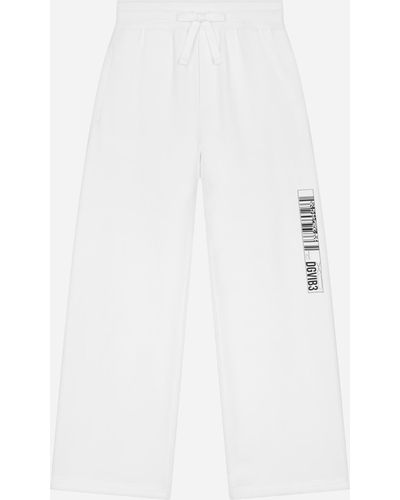 Dolce & Gabbana Pantaloni jogging in jersey con logo DG VIB3 - Bianco