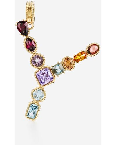 Dolce & Gabbana Charm Y Rainbow alphabet aus 18-karätigem Gelbgold mit mehrfarbigen Edelsteinen - Mettallic