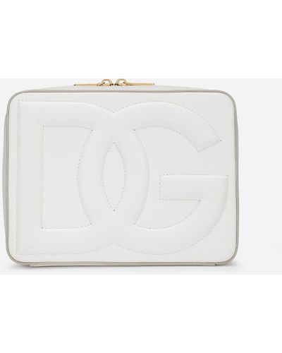 Dolce & Gabbana Mittelgroße Camera Bag aus Kalbsleder - Weiß