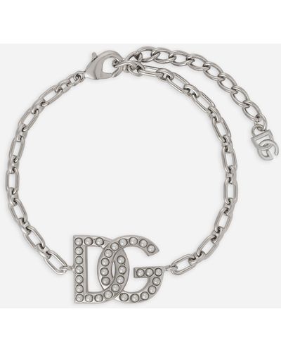 Dolce & Gabbana Bracelet chaîne à logo DG - Blanc