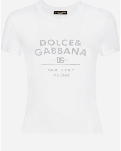 Dolce & Gabbana Camiseta de punto con inscripción Dolce&Gabbana - Blanco