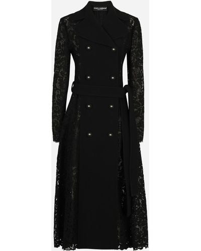 Dolce & Gabbana Cordonetto lace and crepe coat with belt - Negro