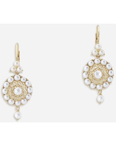 Dolce & Gabbana Romance earrings in yellow gold with pearls - Multicolor