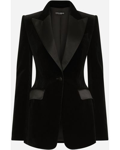 Dolce & Gabbana Veste de smoking droite Turlington en velours - Noir