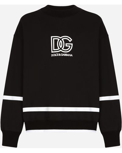 Dolce & Gabbana Sweat-shirt ras de cou à logo DG - Noir