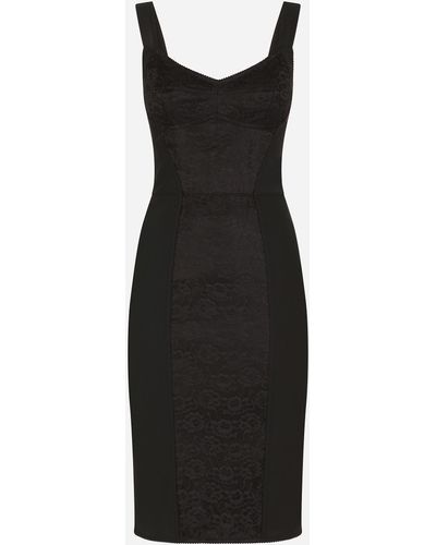 Dolce & Gabbana Corset-style midi dress in powernet and lace - Negro