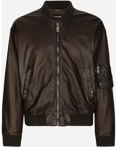 Dolce & Gabbana Padded Leather Jacket - Black