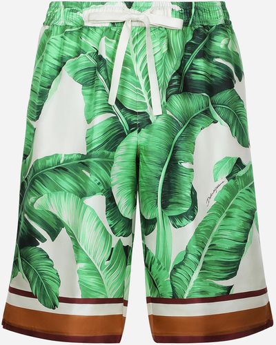 Dolce & Gabbana Bermudas aus Seide Bananenbaum-Print - Grün
