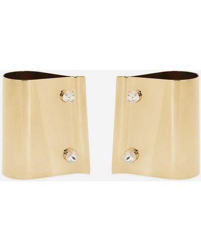 Dolce & Gabbana Rigid Metal Cuffs And Rhinestone-Detailed Buttons - Natural