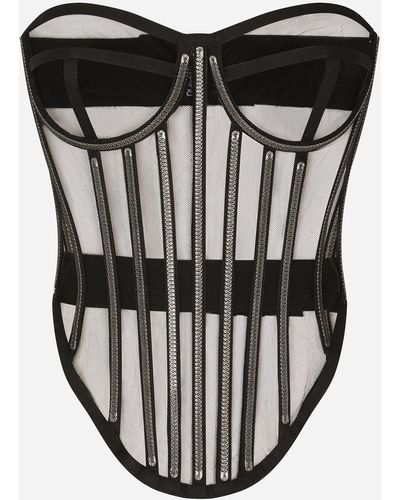 Dolce & Gabbana Korsett aus Tüll mit Stäben und vorgeformten Cups - Schwarz