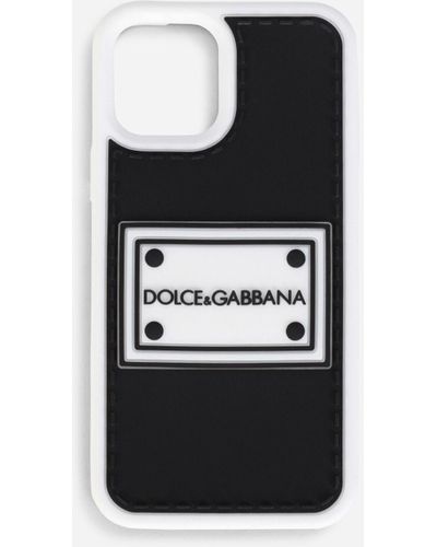 Dolce & Gabbana Cover iPhone 12 Pro aus Gummi mit Logoplakette - Mehrfarbig