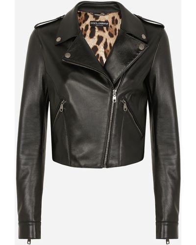 Dolce & Gabbana Leather Biker Jacket - Black