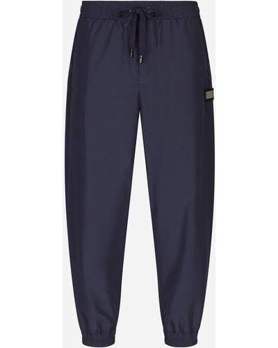 Dolce & Gabbana Nylon Jogging Trousers With Branded Tag - Blue