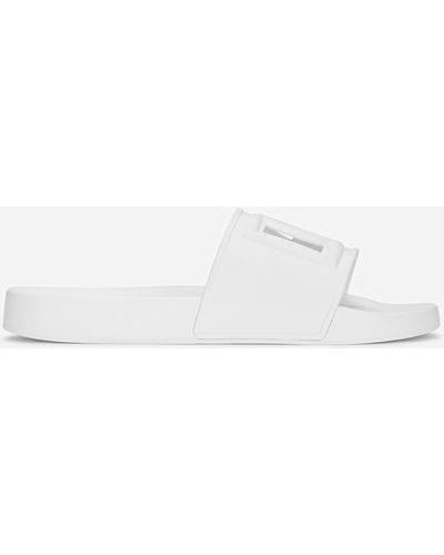 Dolce & Gabbana Rubber Beachwear Sliders With Dg Logo - Natural