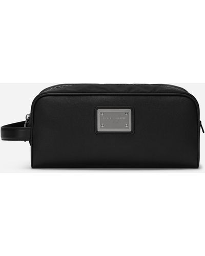 Dolce & Gabbana Necessaire in pelle di vitello granata e nylon - Nero