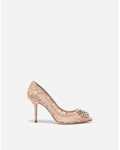 Dolce & Gabbana Lace rainbow pumps with brooch detailing - Blanco
