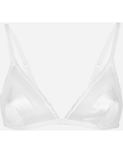 Dolce & Gabbana Triangel-BH aus Satin mit Spitze - Weiß