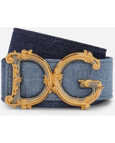 Dolce & Gabbana Guertel aus Denim und Leder - Blau