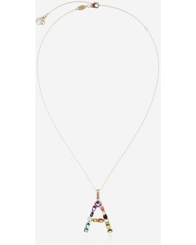 Dolce & Gabbana Pendente A Rainbow Alphabet con gemme multicolor - Bianco