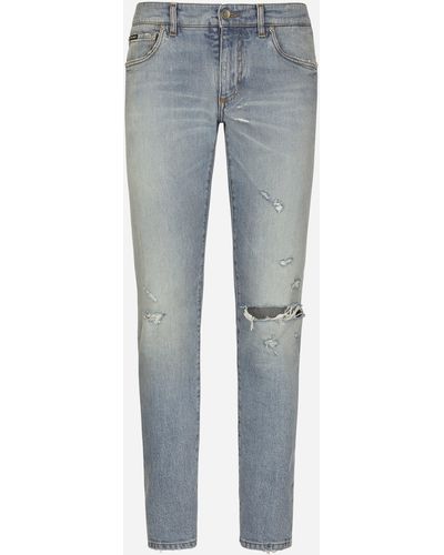 Dolce & Gabbana Jeans skinny in denim stretch lavato - Blu