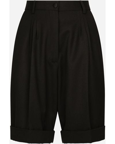 Dolce & Gabbana Bermuda in gabardina di lana - Nero